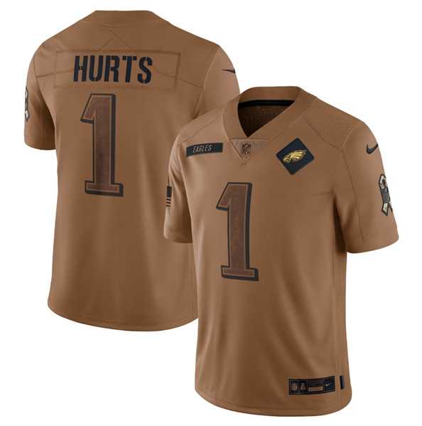 Men's Philadelphia Eagles #1 Jalen Hurts 2023 Brown Salute To Service Limited Football Stitched Jersey Dyin,We sell and wholesale Men's Philadelphia Eagles #1 Jalen Hurts 2023 Brown Salute To Service Limited Football Stitched Jersey Dyin on line form chian!